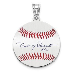 Sterling Silver Rod Carew Signature SM Enamel Baseball Pendant
